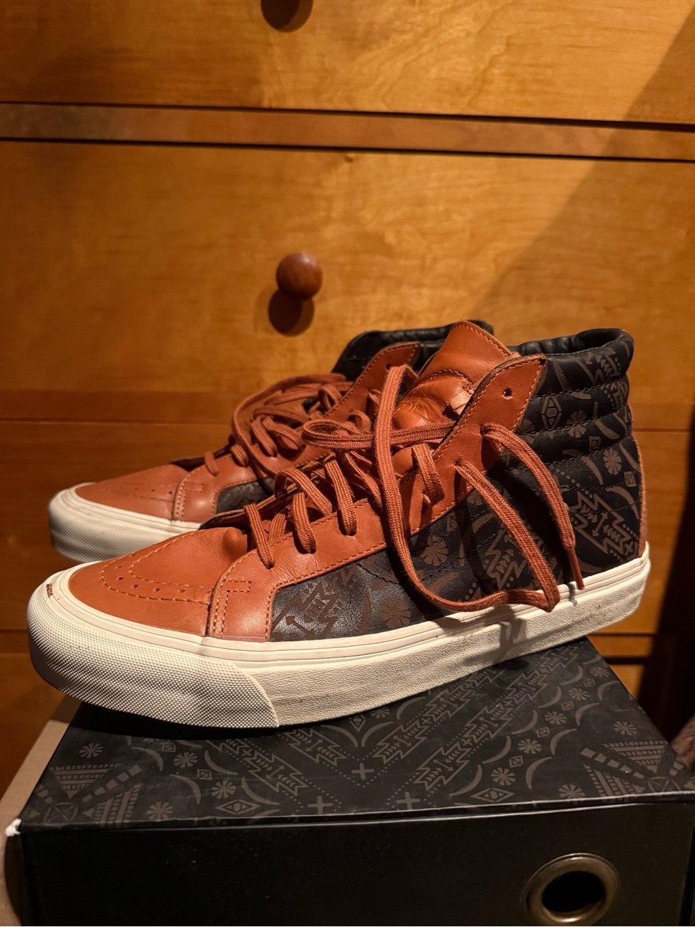 Vans x Taka Hayashi OG Sk8 hi LX Tortoise Shell Leather Shoes